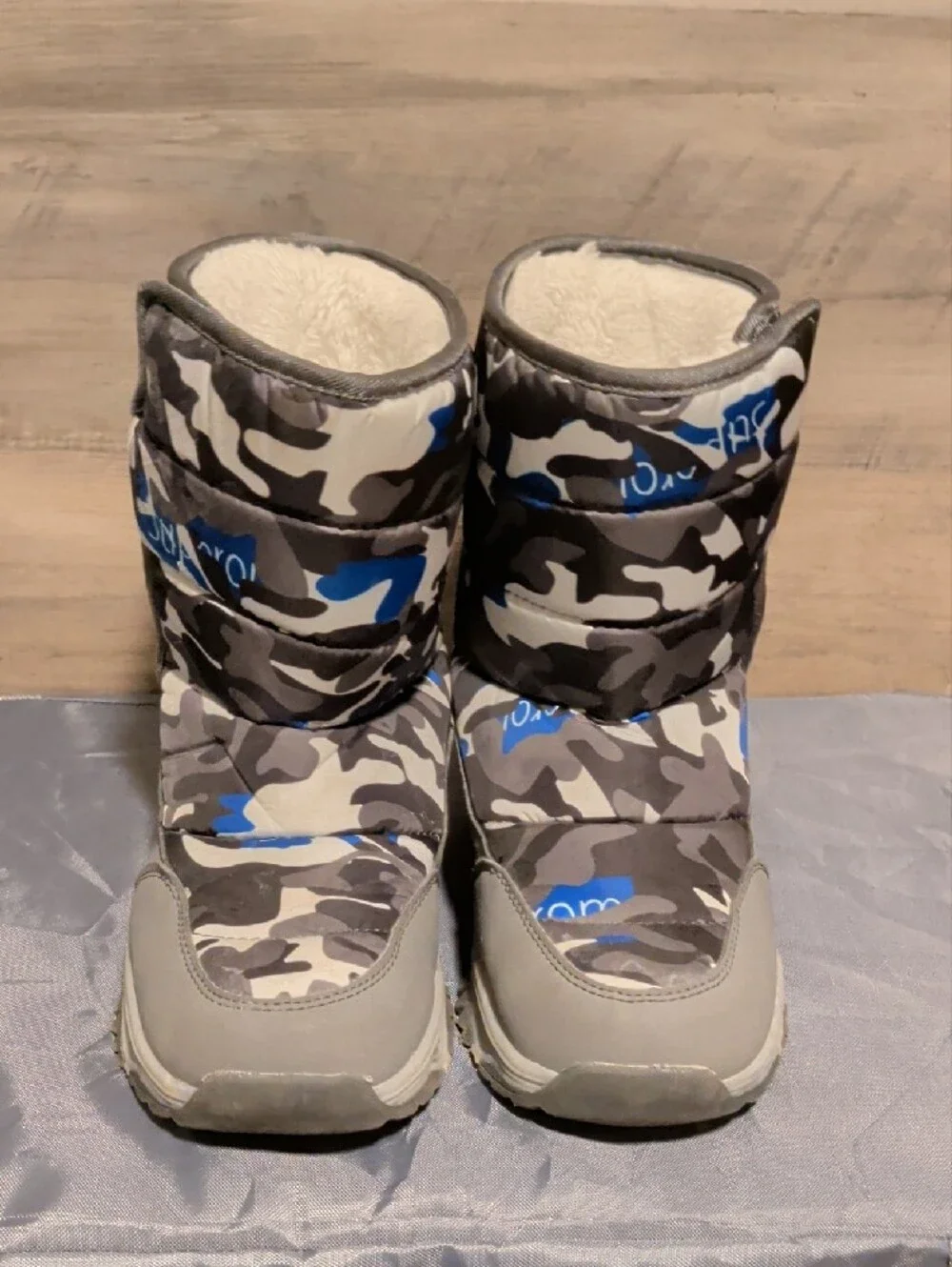 Sport Kids Grey, Black & Blue Camo Winter Boots